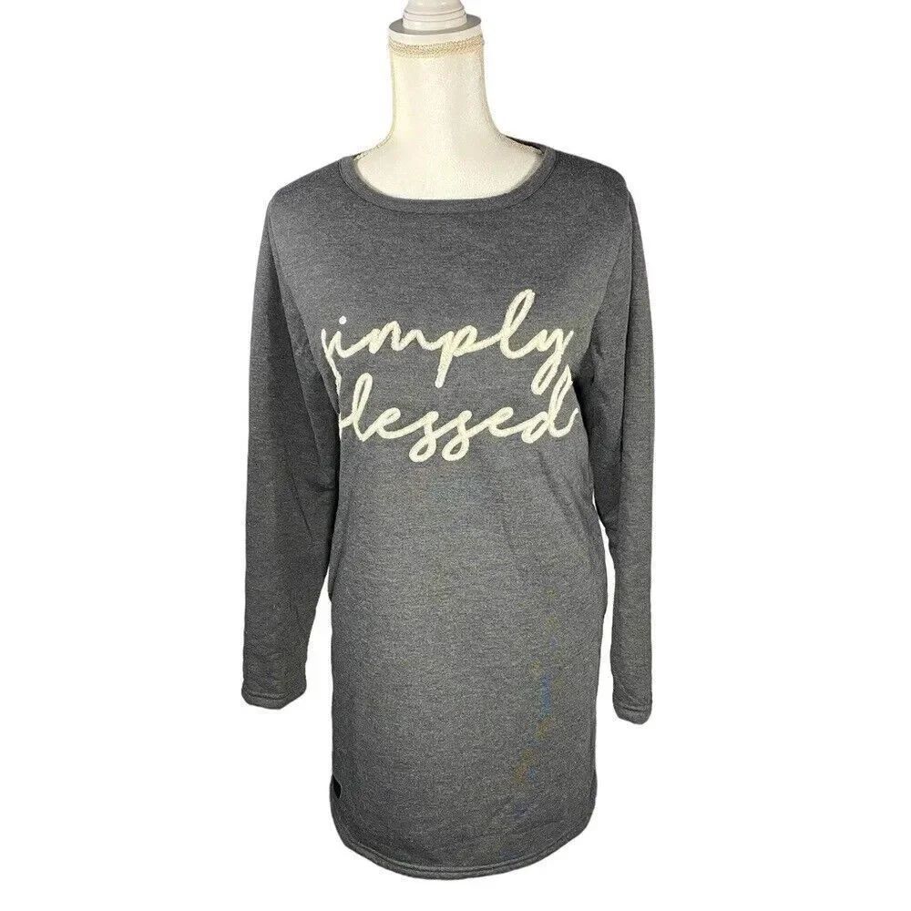 Simply Southern Simply Blessed Warm Lined Gray Long Sweater Women’s Size Small